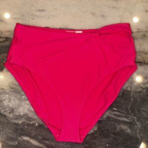 NWT Calia Size Large Bright Pink High-Waisted Bikini Bottom with‎ Front Twist